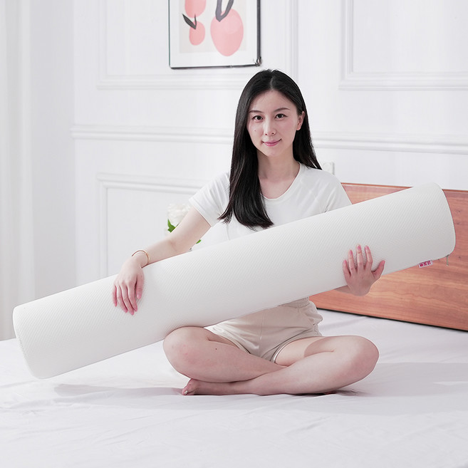 머스코 성인 사이드슬립 베개 옆잠 쿠션 원통형 남녀공용 바디필로우, 에어레이어-화이트