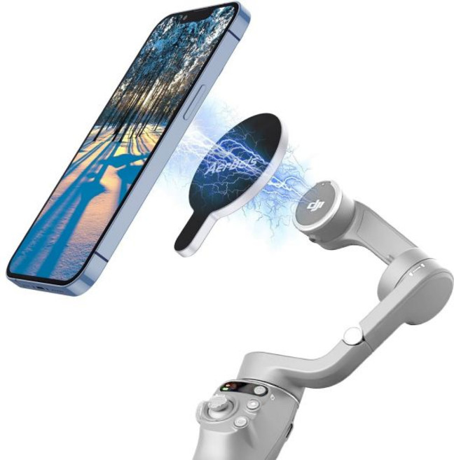 Aerbeis DJI 자기 휴대폰 홀더 클램프 - Osmo Mobile 7P 7 SE 6 5 4용 마그세이프 어댑터 자석 클립 마운트 OM 짐벌 액세서리, Silver, 1개