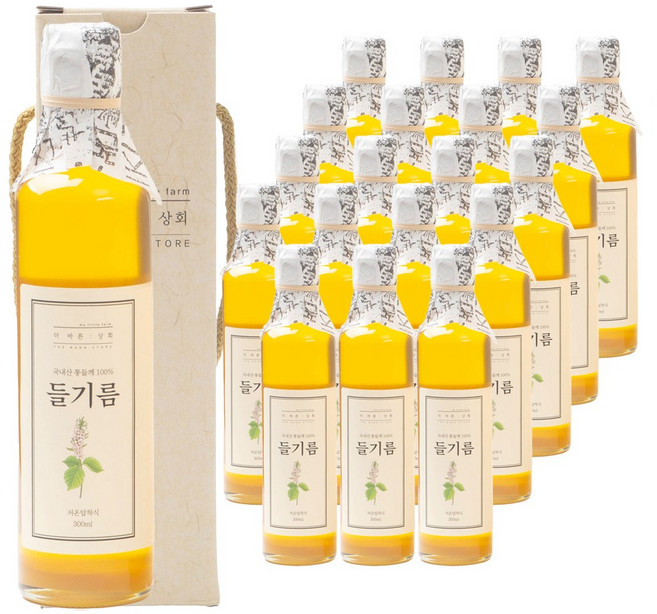 [ 고급선물세트 ] 더바른상회 1구 선물세트 4호 ( 깨끗한 국산 저온압착 들기름 300ml ), 20개
