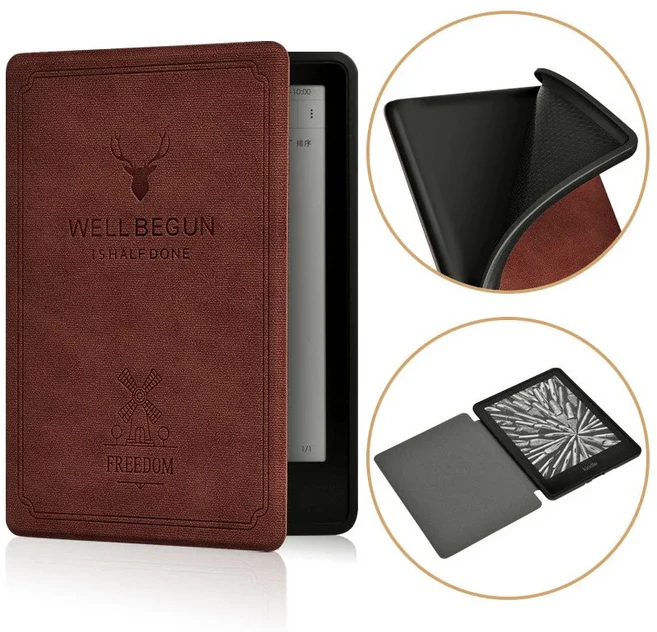 6인치 올뉴 킨들 11세대 2022년 출시 페이퍼화이트 6/5/4/3/2/1 e리더 커버 푼다용 스마트 케이스, 08 C2V2L3 2022 6inch, 04 Red Brown
