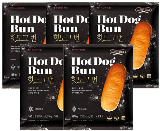 존쿡 델리미트 핫도그번 165g(3개입) x 5개, 165g