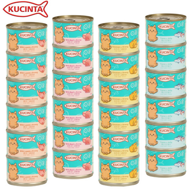 쿠친타 고양이 습식 주식캔 대용량, 24개, 150g, 혼합맛