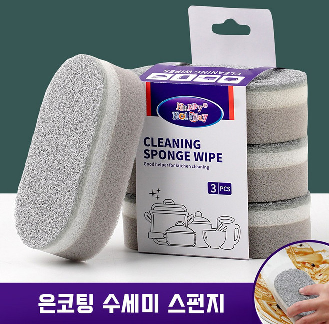 ProTap 양면 무흠집 버블 스펀지 주방 수세미, 1박스, 3개