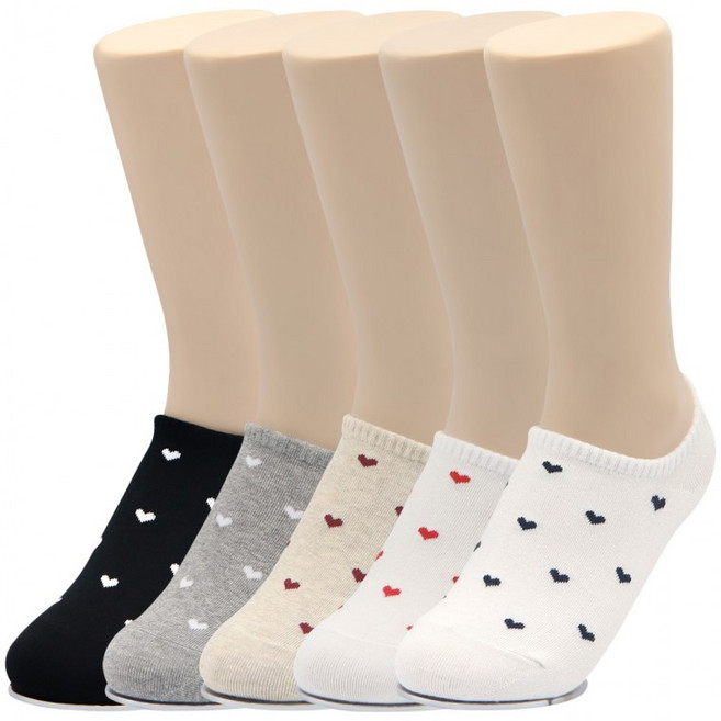 데일리마일샵 양말쟁이 안벗겨지는 국산 여자 양말덧신 페이크삭스 작은하트 10켤레