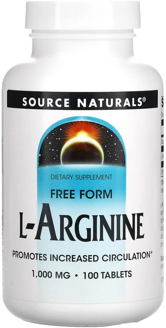 Source Naturals 소스 내추럴스 L-아르기닌 1000mg, 3개, 100정 - 쿠팡