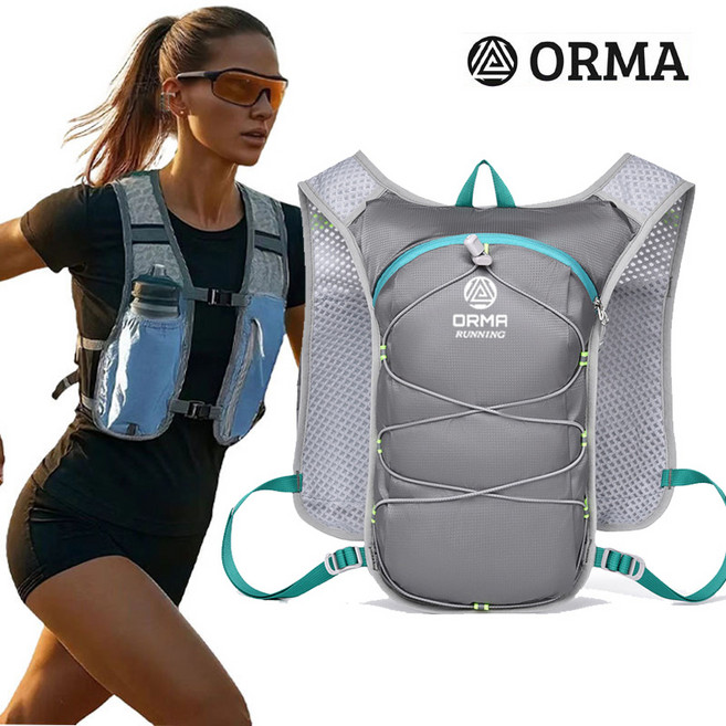 ORMA 트레일 러닝 조끼 마라톤 백팩 등산 배낭 조깅 경량 베스트, 그레이