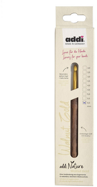 ADDI 아디 코바늘 호두나무 원목 뜨개바늘 월넛 모사용 뜨개질, 1개