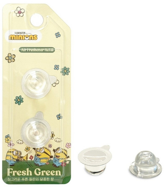 미니언즈 밥앤팀 차량용 송풍구형 리필 2개입, 1개, 프레시 그린