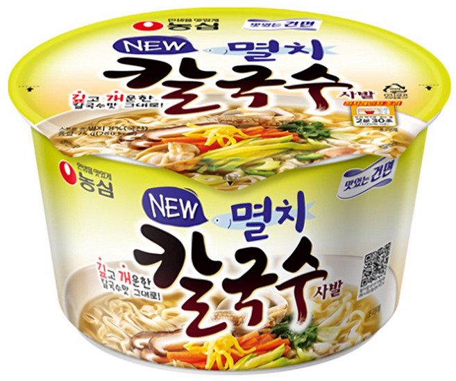 농심 멸치칼국수 75g 24개 컵라면 건면 용기면, 1개