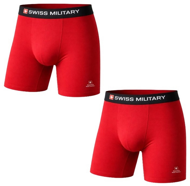 스위스밀리터리 남자팬티 롱드로즈 속옷/ 레드 (2개)