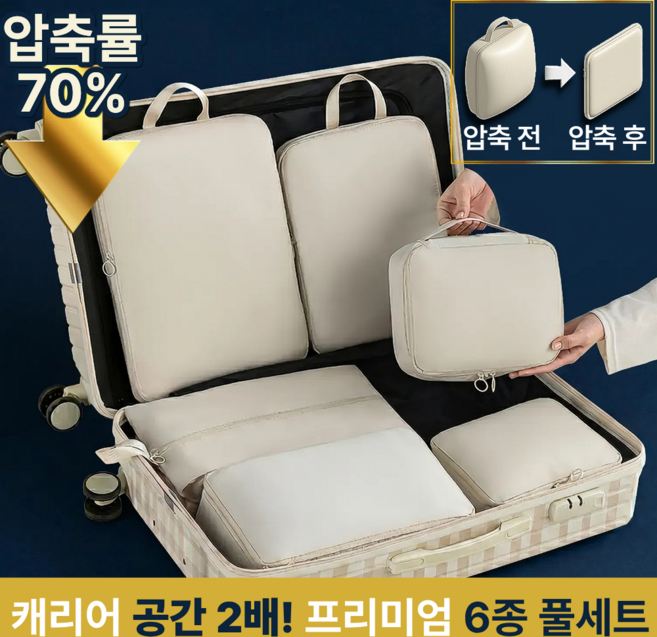 UKZOO 여행용 부피절약 압충 깔끔정리 방수 프리미엄 6종세트 파우치