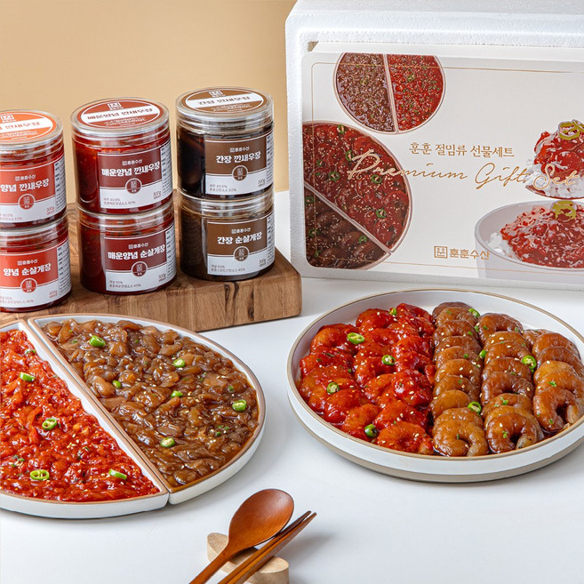 훈훈수산 순살게장+깐새우장 선물포장 세트 절임류 6종, 1개