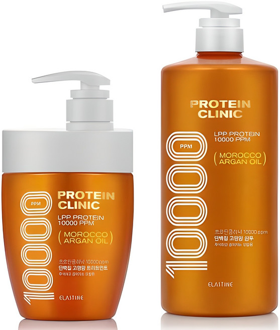 엘라스틴 프로틴 클리닉 10000 모로코 아르간 오일 단백질 고영양 샴푸 플로럴 머스크 향 1L + 트리트먼트 700ml 세트, 1개
