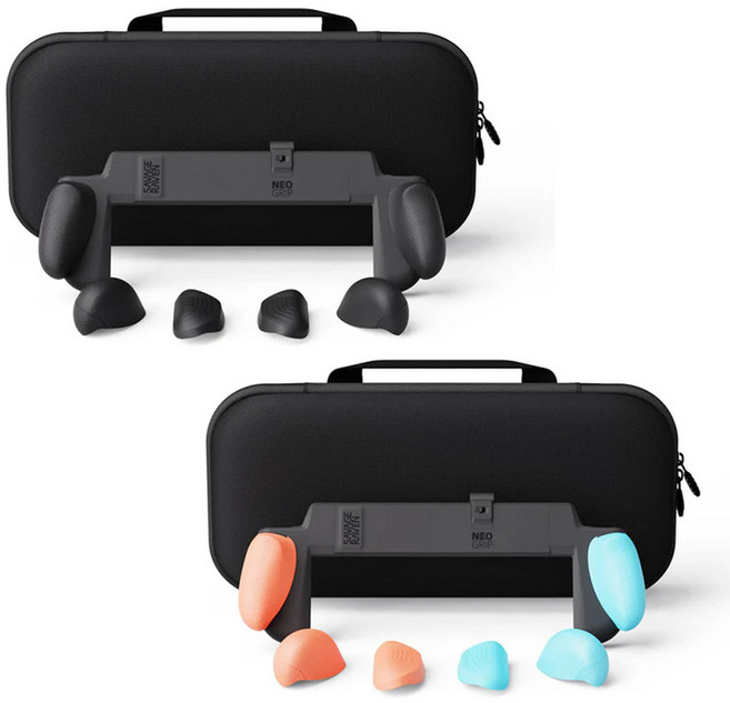 스컬앤코 닌텐도 스위치2 케이스 네오 그립 + 맥스캐리 파우치 세트, 1세트, 블랙, 그립케이스+파우치 세트