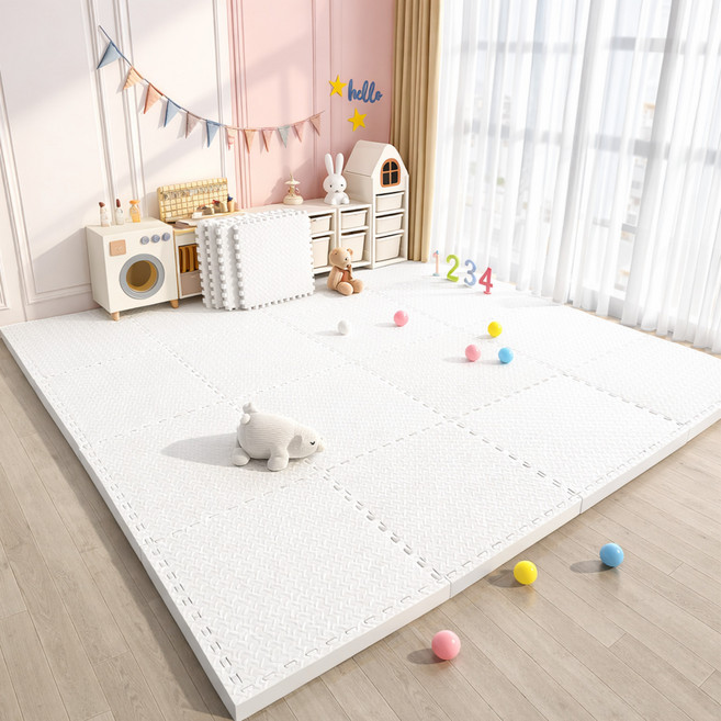 홈포밍 EVA 층간소음 퍼즐매트 두꺼운 거실 바닥, 16개, 화이트