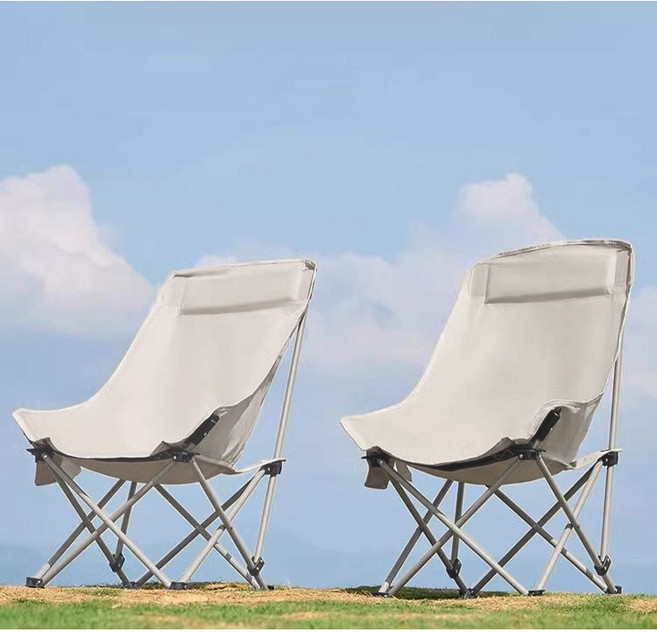 1+1 아웃도어 릴렉스 접이식 캠핑 의자 민물낚시 경량 캠핑 의자 캠핑의자 사계절높은 등 의자YHY, 2개, 화이트