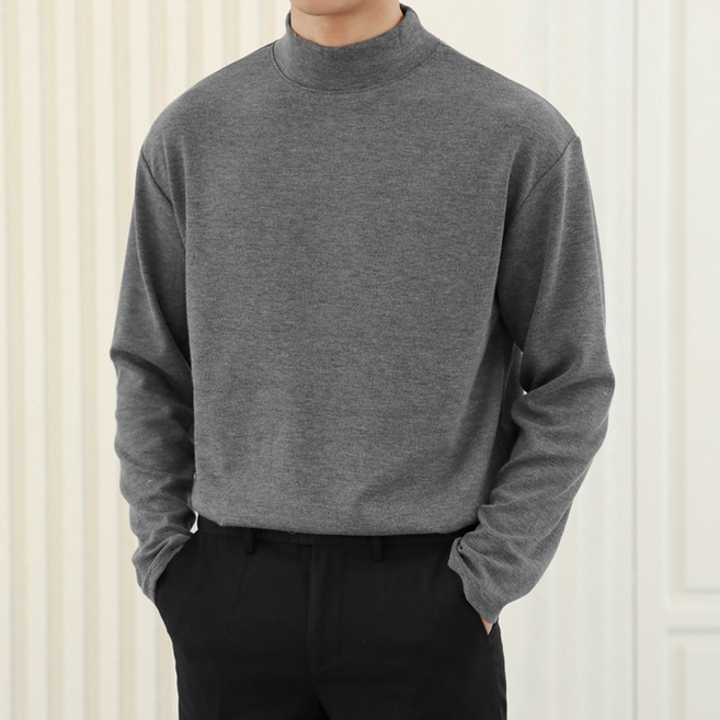 맨타임 제타22 남성용 부드러운 프리미엄 무지 니트지 반목 반폴라 티셔츠 1250