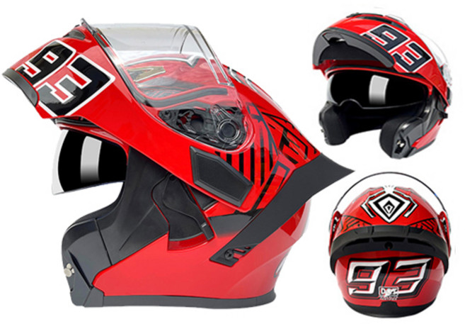QIKE 모듈러 시스템 풀페이스 오토바이헬멧, BC43레드
