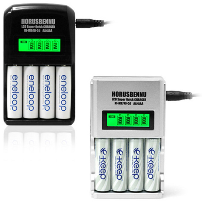 호루스벤누 AA AAA 건전지 배터리 급속충전기 HAD-LCD, 1개, 실버