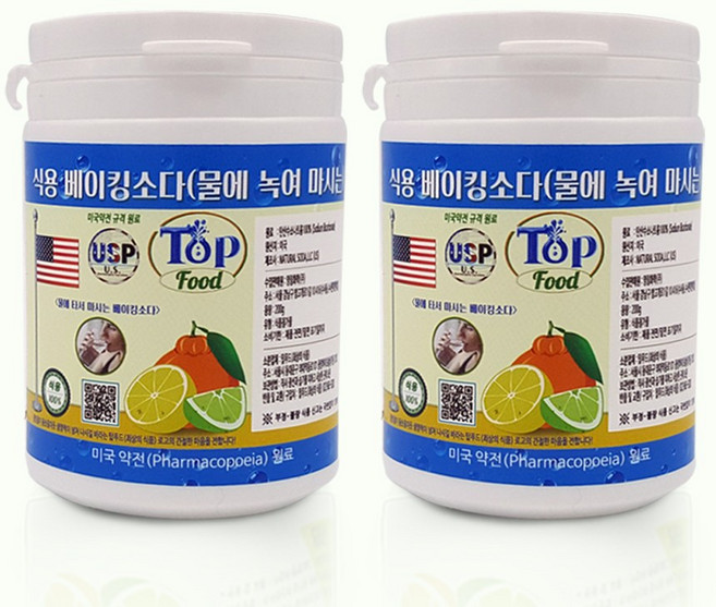 탑푸드(최상의식품) 식용 베이킹소다 200g 미국약전 원료 (USP) 특허청 상표 등록, 2개