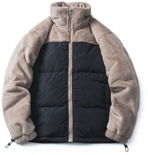 여성 아우터 점퍼 루즈핏 배색 플리스 패딩 점퍼