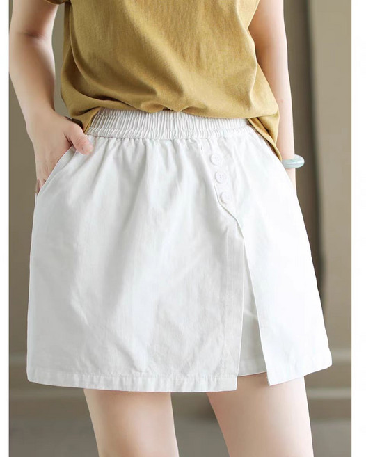 여성용 순면 캐주얼 반바지 허리 밴딩 와이드 치마바지 뉴타임즈 U774A311