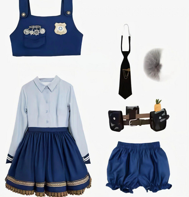 코스프레 사랑스러운 의상 역할놀이 제품 JK스타일 코스튬 학원풍 액세서리 여성용 주디 할로윈 도쿄 토끼