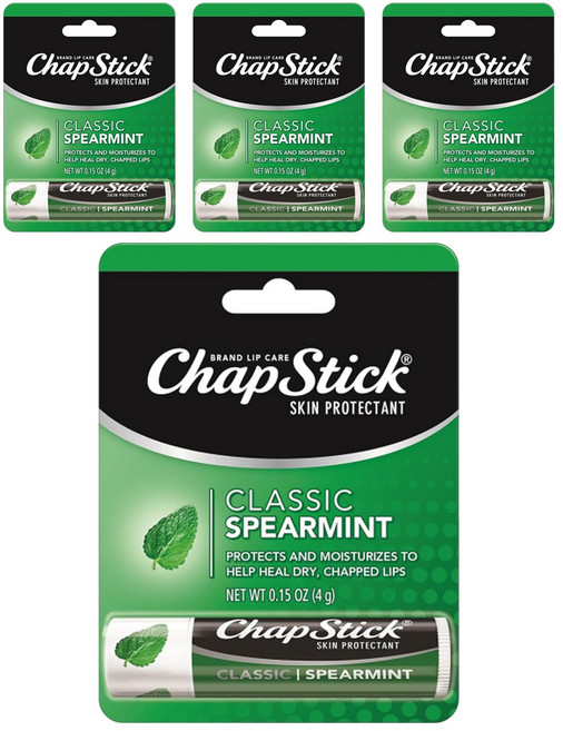 챕스틱 립 케어 스킨 프로텍턴트 클래식 4g, Spearmint, 4개