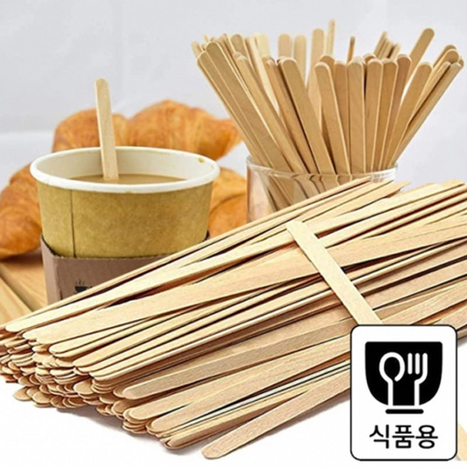 식품용300개 1x16cm 일회용 커피스틱 나무 티스푼 아이스크림 우드 하드바