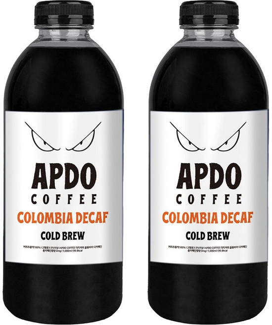 [Apdo.] 압도적인 더치커피 1L+1L 콜롬비아디카페인 콜드브루 원액 고소하고 깔끔함, 2개, 1L, 1개입