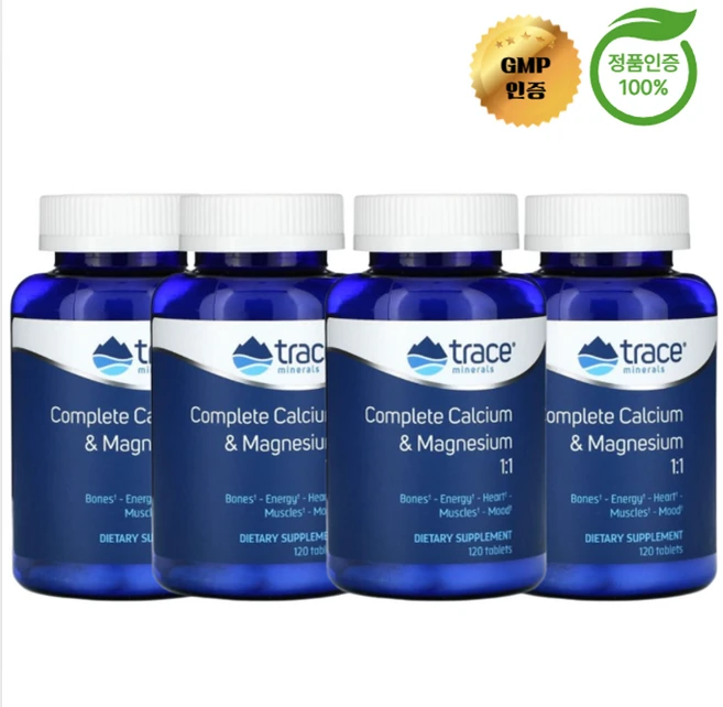 2+2 트레이스 컴플리트 칼슘 마그네슘 1:1 비율 120정, 4개, 120회분 - 쿠팡