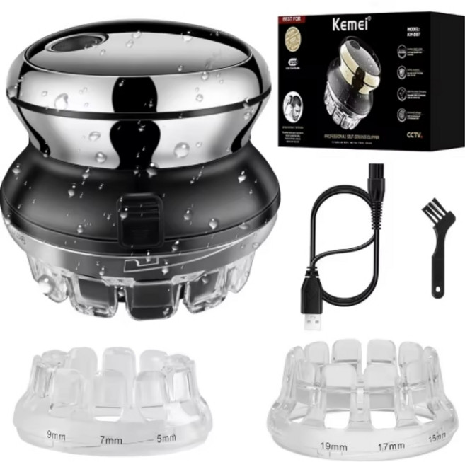 원형 셀프 헤어트리머 삭발 면도기 바리깡 대머리 한손 이발기 그루밍 전기, 블랙(5w)