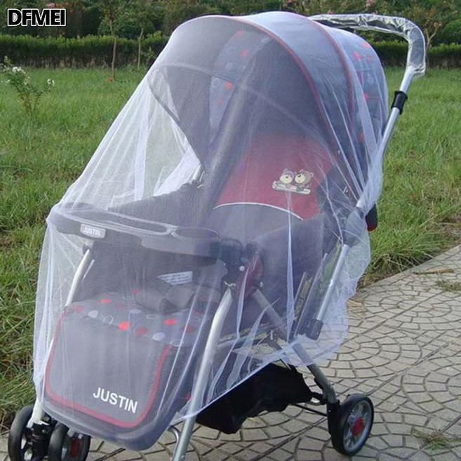DFMEI 蚊帳 加大加密嬰兒推車蚊帳 嬰兒車全罩式蚊帳, 1個, 全罩白色加密加長1.7米:參考詳情