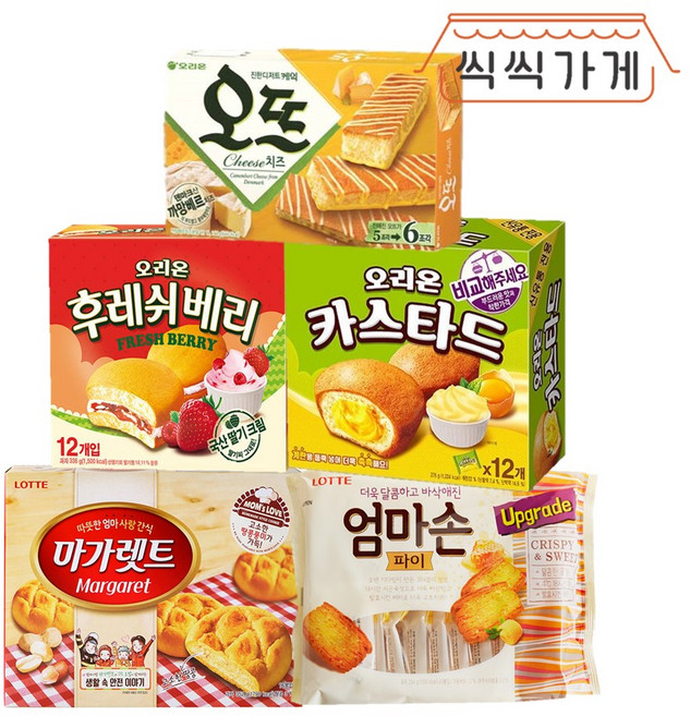 [씩씩가게] 초코 없이 달디달고 달디달고 달디단 파이 5종(카스타드 마가렛 엄마손 후레쉬 오뜨치즈), 254g, 1개