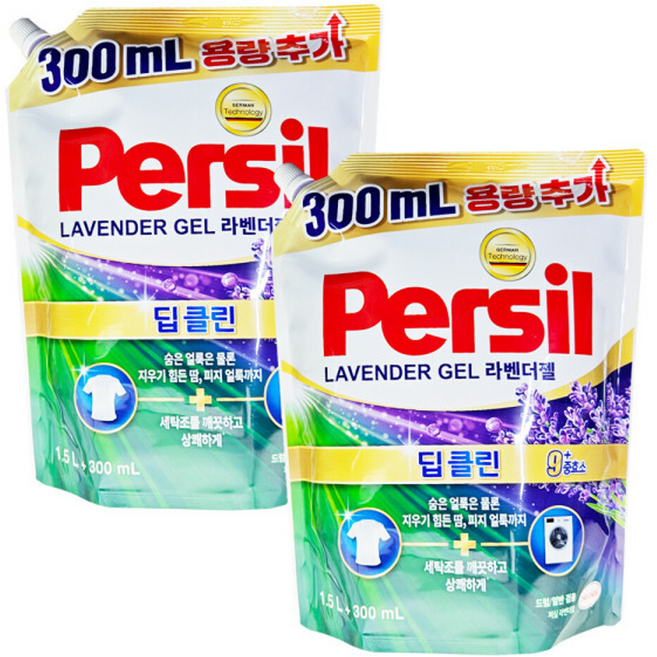 퍼실 파워젤 라벤더 딥클린 플러스 드럼_일반 겸용 1.5L+300ml x 2개, 1.5L