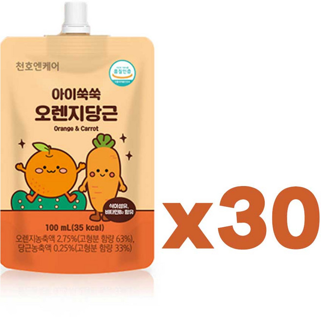 천호엔케어 아이쑥쑥오렌지당근 어린이비타민주스, 30개, 100ml
