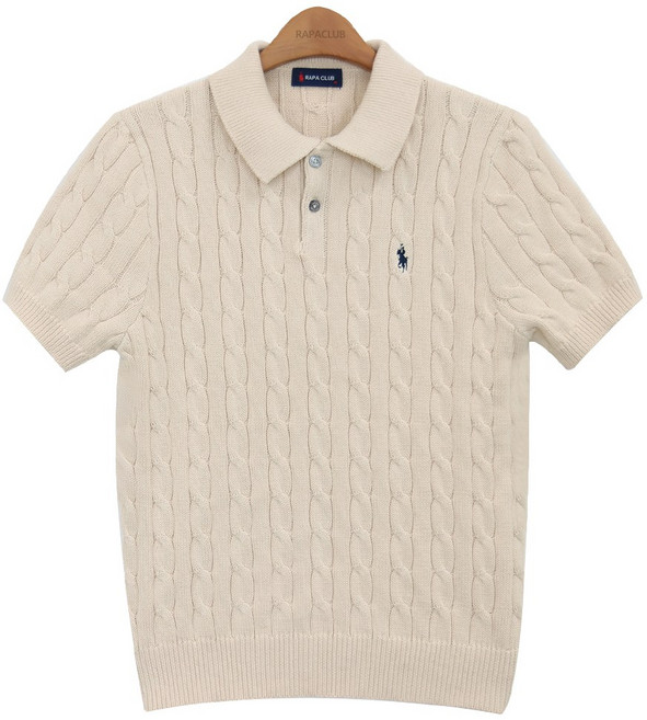라파클럽 남성 칼라 케이블 반팔 니트 스웨터