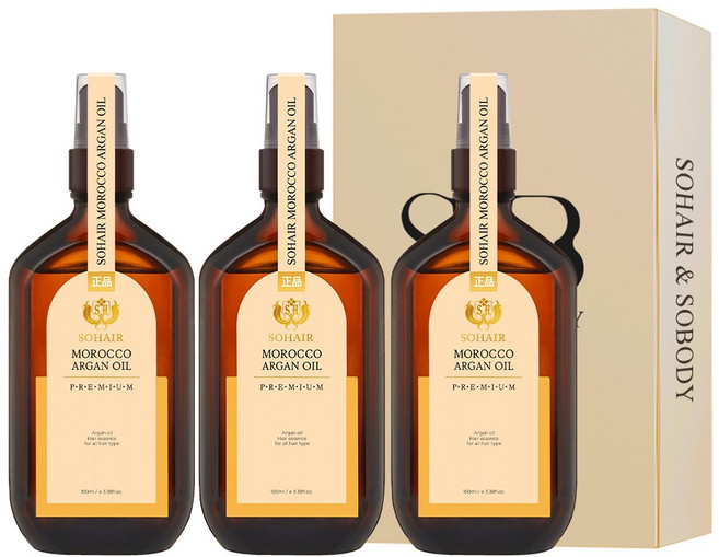 쏘헤어 모로코 아르간 오일 프리미엄 헤어 에센스 3병, 100ml, 3개