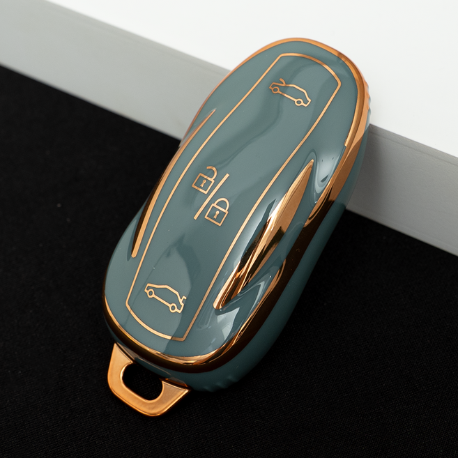 테슬라 S 3 Y X 호환 TPU 자동차 차키 케이스 키홀더 키링, TA107(S/3/Y), 그레이