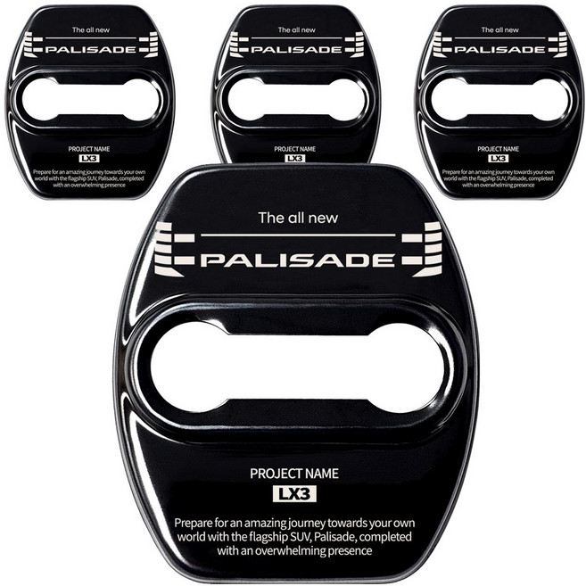 인티어 디올뉴 팰리세이드 LX3 도어스트라이커 커버 튜닝 용품 악세사리, 블랙 크롬/4P 1세트