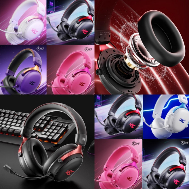 iKF V11 Pro/V11 S 게이밍 헤드셋 경량화 헤드폰 게임전용 게임경기전용 헤드폰 360도 7.1사운드 노이즈캔슬링 마이크 트루펙트신상, 블랙퍼플, V11 S유선버전