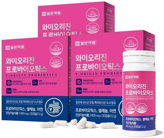 일양약품 와이오리진 프로바이오틱스 질유래유산균 포함 특허유산균 VL8 함유, 30정, 3개 - 쿠팡