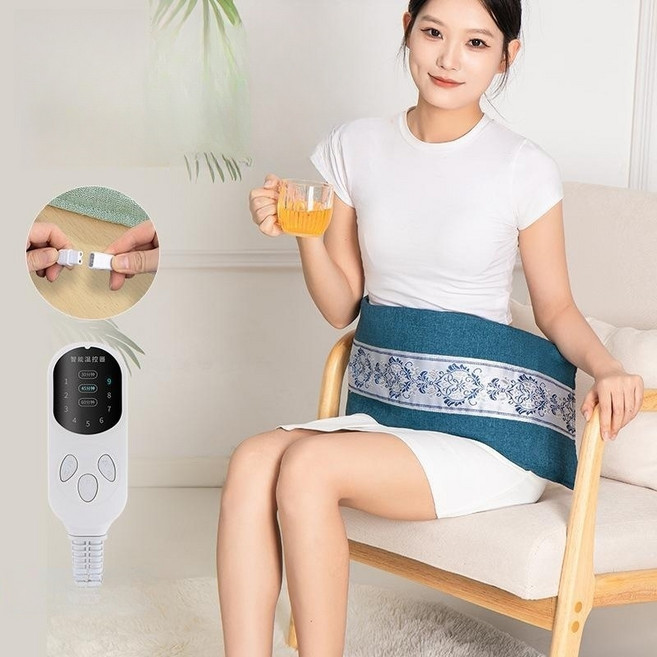 WIRQO 온열 전기 찜질기 찜질팩 찜질매트 허리 배 무릎 전기핫팩 천염찜질 전열팩 무릎어깨찜질 쑥찜질팩, 블루