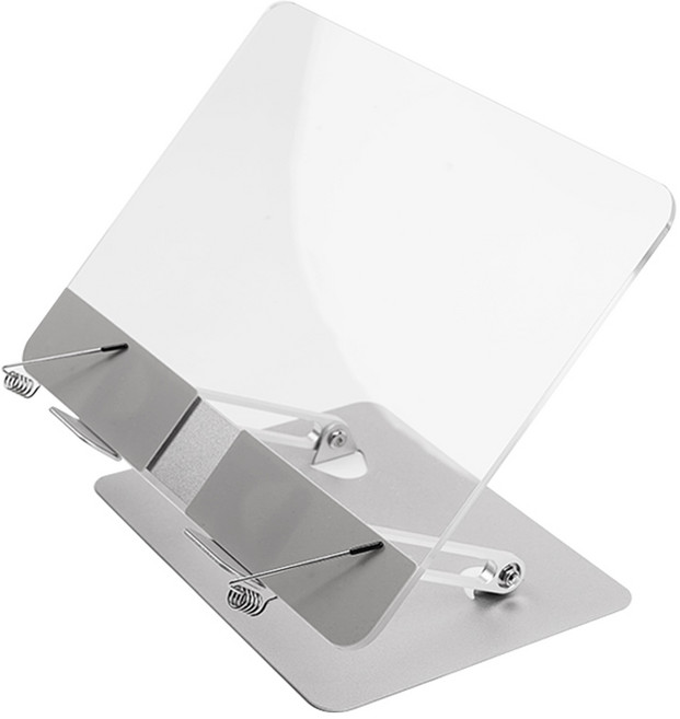 로모주 다용도 높이조절 투명 독서대 접이식 책받침대, 투명+실버