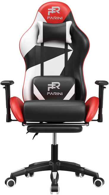 파리니 컴퓨터 게이밍 의자 GC006, 블랙+레드+화이트