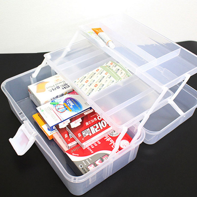 코스모 3단 투명 대용량 구급상자, 사이즈, 1개