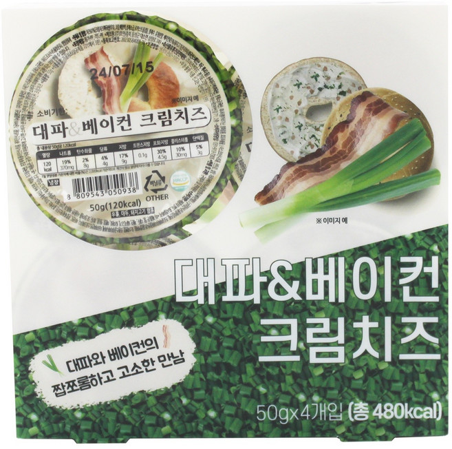 대파&베이컨 크림치즈, 4개, 50g