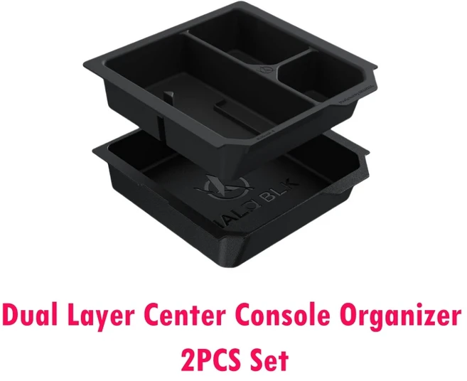 tesla 호환 Model Y Juniper 2025 & 3 Highland 24-25 센터 콘솔 정리 트레이 2단 탈착식 팔걸이 HALO BLK, 01 Center Console-2PCS