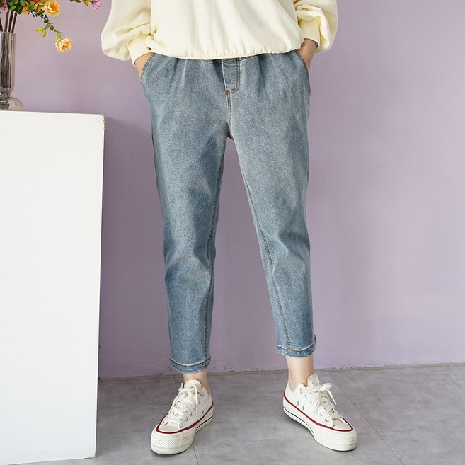 빅걸스토리 여성 빅사이즈 밴딩 스판 배기 청바지 기모청바지 추가