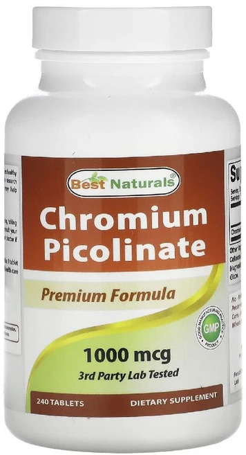 베스트내추럴스 피콜린산 크로뮴 1000mcg 미네랄 타블렛 240정 - 쿠팡